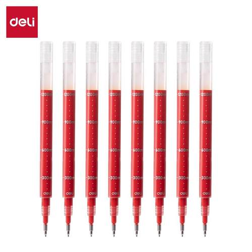 得力新品SE172红色大容量按动笔芯0.5st学生老师纠错红色水笔替芯