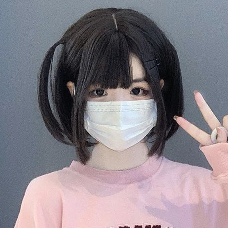 二次元波波头假发女自然空气刘海jk百搭短直发逼真全头套