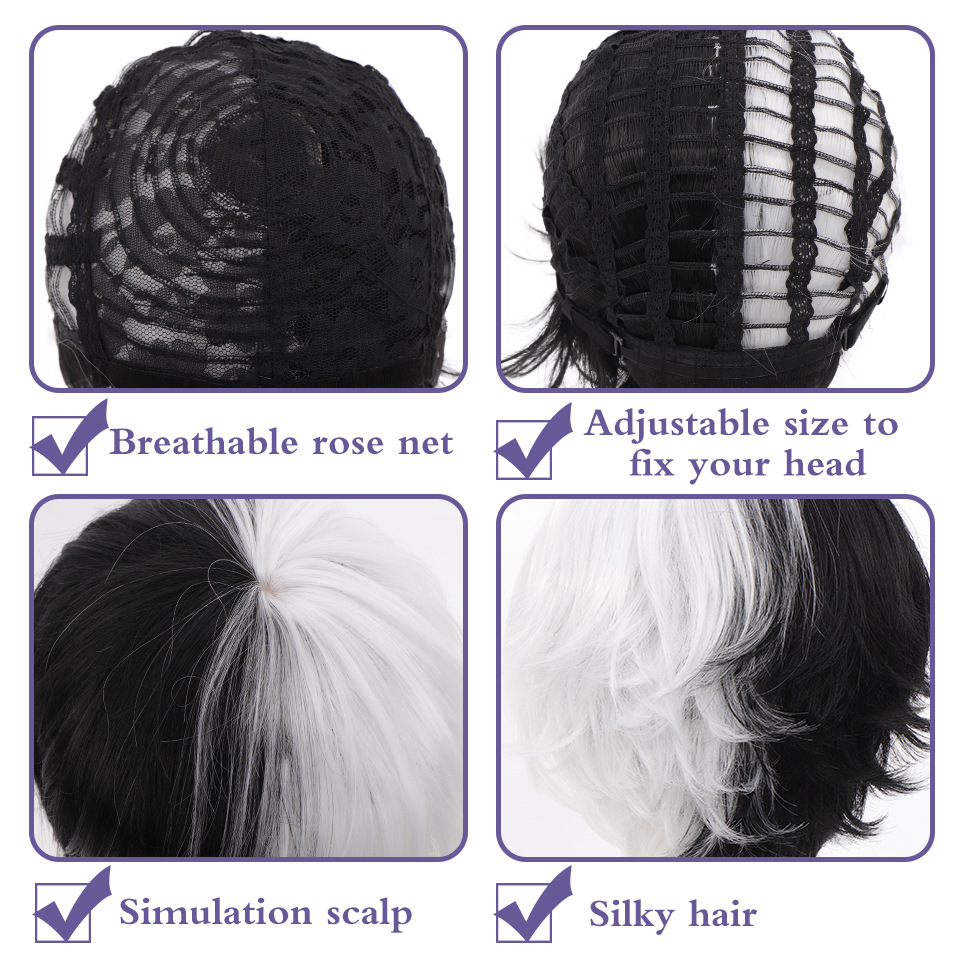 跨境欧美假发男cos二次元短卷发头套高温丝化纤发男士假发