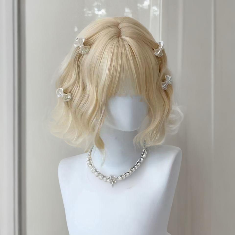 假发女短发洛丽塔卷发自然逼真全头套中长发短卷锁骨发网红泡面头