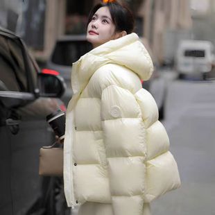 鸭鸭羽绒服女2025秋冬新品短款连帽面包服轻薄保暖白鸭绒爆款外套
