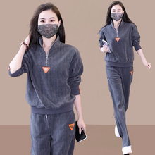 时尚运动休闲套装女春秋2025新款洋气减龄显瘦卫衣阔腿裤两件套潮