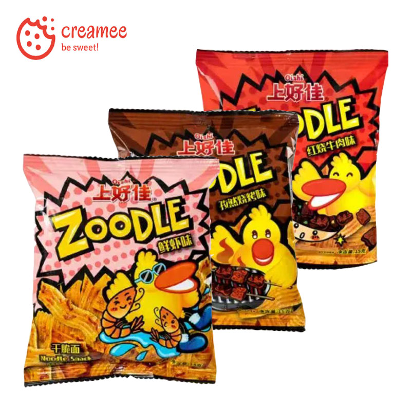 上好佳干脆面Zoodle 15g 红烧牛肉味孜然烧烤味鲜虾味 休闲零食