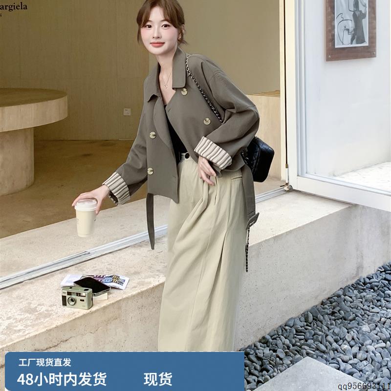 早秋独特超好看外套女2025新款小个子高级感条纹撞色短款夹克上衣