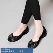 平底菲秒豆豆鞋 真皮浅口单鞋 磨砂羊皮圆头小皮鞋 新款 女2024年春季