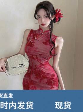 纯欲性感旗袍年轻款少女小个子复古改良修身显瘦短款包臀连衣裙夏