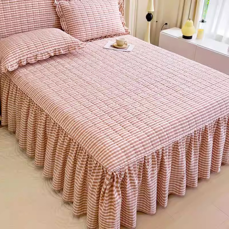 加厚全棉水洗棉夹棉床裙三件套单件纯棉防滑床罩床套裙式床单枕套,床上用品,床裙,淘宝优惠券,粉丝福利购,淘宝优惠卷