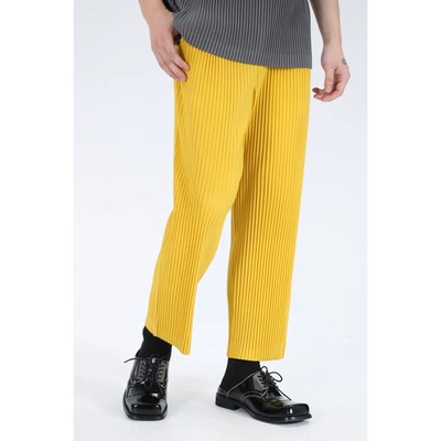 三宅风褶皱裤男装九分裤夏季松紧腰休闲宽松垂感锥形裤日系JF149