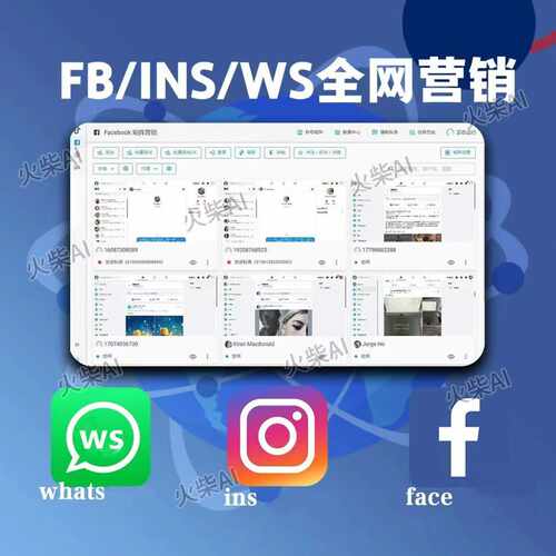FB/INS/WS海外多平台客户营销软件外贸社媒引流采集裙发拓客工具