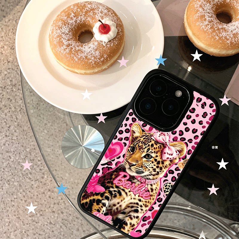 豹纹粉色豹子适用苹果17手机壳iPhone16promax创意15小众新款14爆款13min女网红12黑色肤感玻璃7全包防摔硬壳