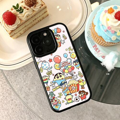 ins气球小新适用苹果17promax手机壳iPhone16创意15新款14黑色肤感13mini高级x小众情侣11玻璃12全包防摔硬壳