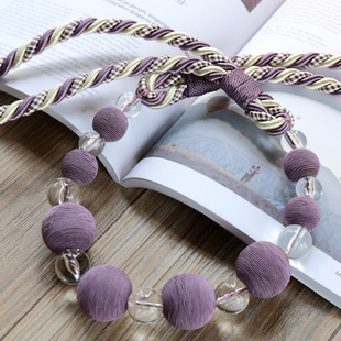 包邮创意现代精巧手工编织水晶珠子窗帘绑带窗帘扣绑绳 精美时尚