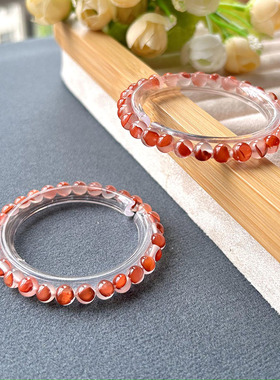 南红玛瑙手链飘花手串 荔枝冻飘花白冰种 樱桃红冰飘款朱砂花飘红