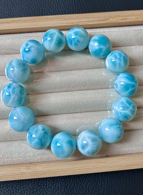 天然海纹石针钠钙石手链冰种玉化拉利玛多米尼加龟背纹拉利玛手链