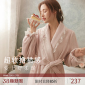 RoseTree珊瑚绒睡袍女冬法式 法兰绒保暖晨袍宽松加绒睡衣2024新款