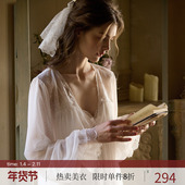 蕾丝性感吊带睡裙睡袍两件套装 RoseTree法式 睡衣女春夏季 新娘晨袍