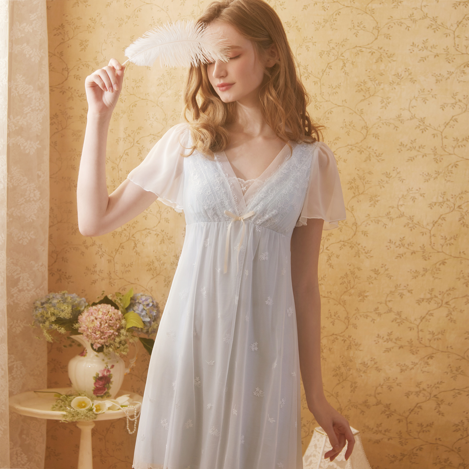 RoseTree夏季优雅蕾丝睡裙