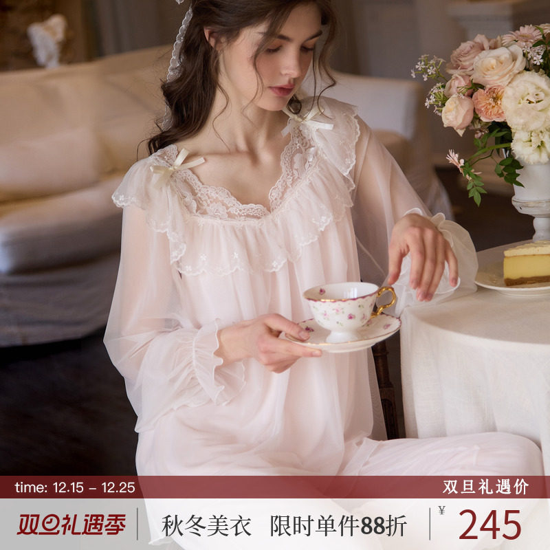 RoseTree古典宫廷网纱长袖睡衣