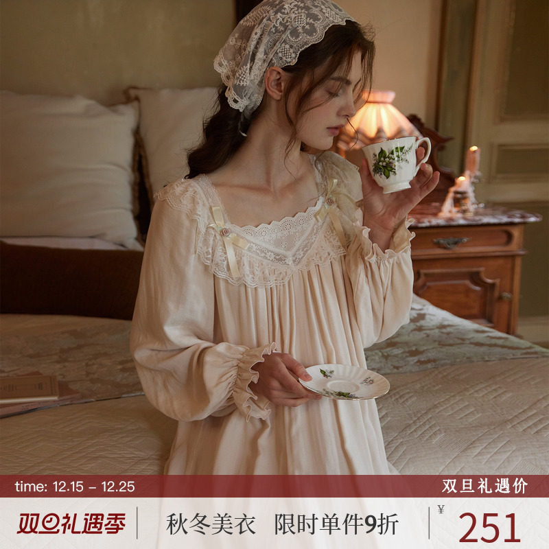 RoseTree复古宫廷风少女蕾丝睡裙