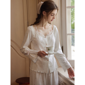 RoseTree莫代尔睡衣女款春秋季法式高级感纯欲风家居服套装带胸垫
