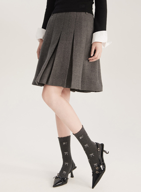 RoseTree红色袜子女款秋可爱蝴蝶结中筒袜棉袜玛丽珍袜子配小皮鞋