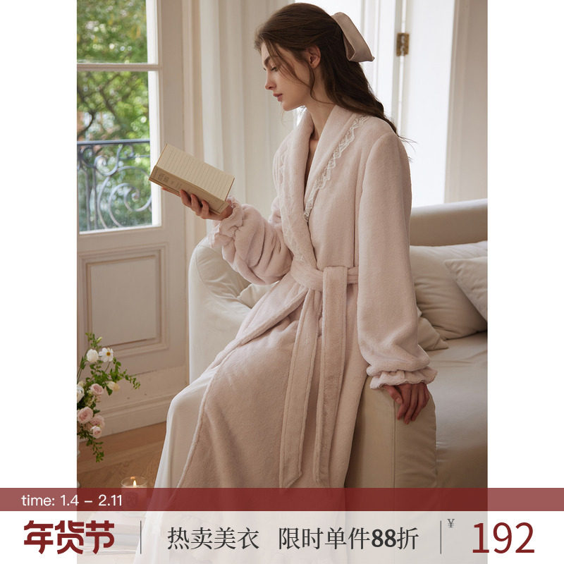 RoseTree法兰绒睡袍冬季加厚女士长款浴袍珊瑚绒睡衣2025新款,女士内衣/男士内衣/家居服,睡袍/浴袍,淘宝优惠券,粉丝福利购,淘宝优惠卷