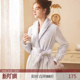 宫廷风睡衣 珊瑚绒浴袍浴衣新娘晨袍法式 RoseTree睡袍女秋冬季 长款