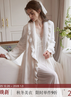 RoseTree法兰绒睡袍女冬季珊瑚绒长款加厚浴袍女士睡衣2025新款