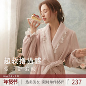RoseTree珊瑚绒睡袍女冬法式 法兰绒保暖晨袍宽松加绒睡衣2024新款