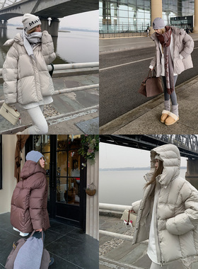 KMZD 冰淇淋奶芙 90白鸭绒连帽短款羽绒服女冬季休闲保暖加厚外套