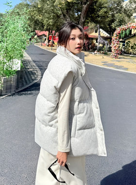 KMZD【烬暖余温】针织羽绒马甲2025冬季白鸭绒加厚宽松外穿马夹