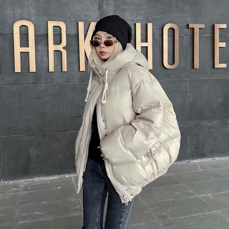 杏色原创设计羽绒服女2022新款