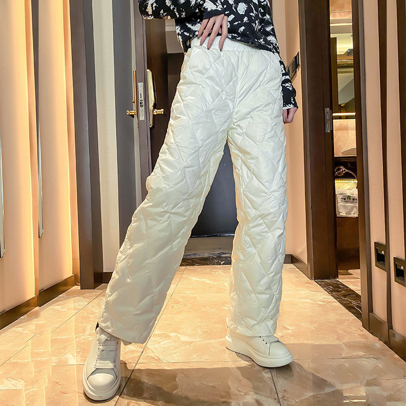 白色羽绒裤女2024年新款白鸭绒外穿直筒长裤高腰棉裤时尚休闲裤子,女装/女士精品,棉裤/羽绒裤,淘宝优惠券,粉丝福利购,淘宝优惠卷