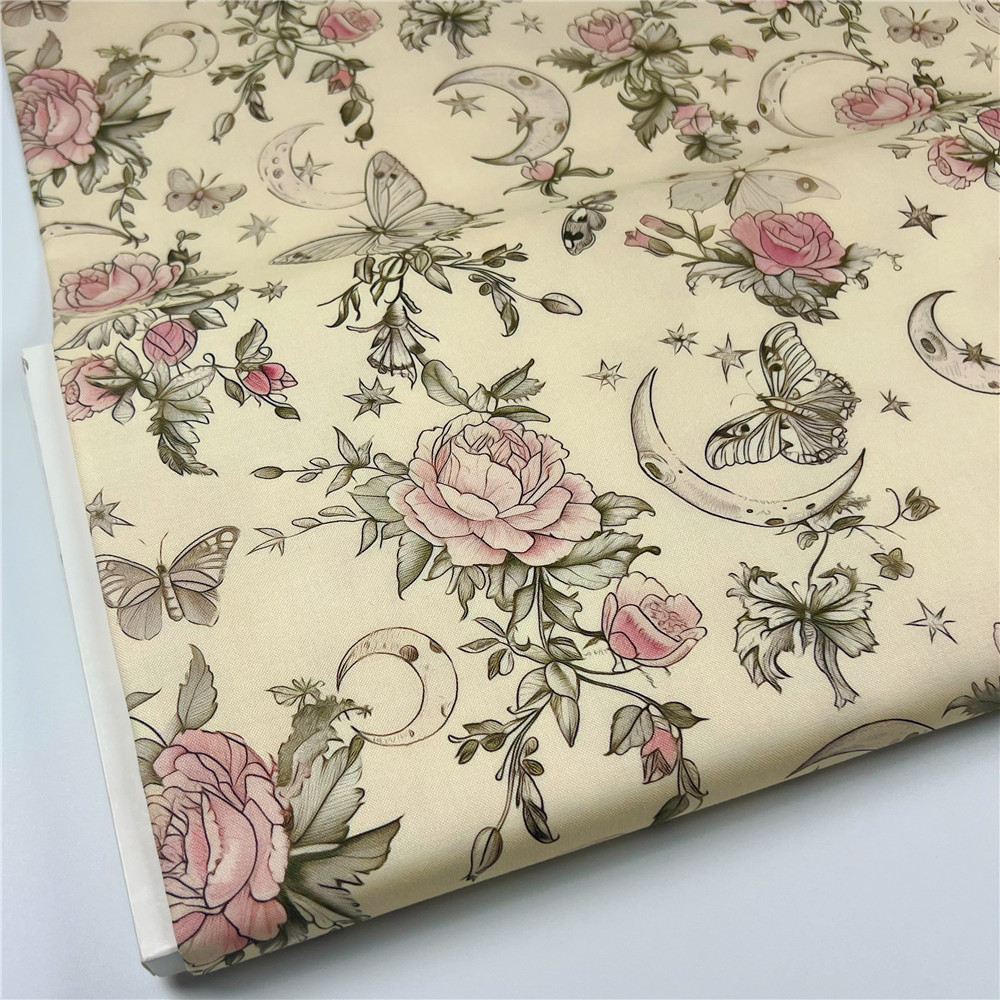 20支复古蝴蝶月亮星星花朵纯棉面料印花平纹棉布手工DIY布料服饰