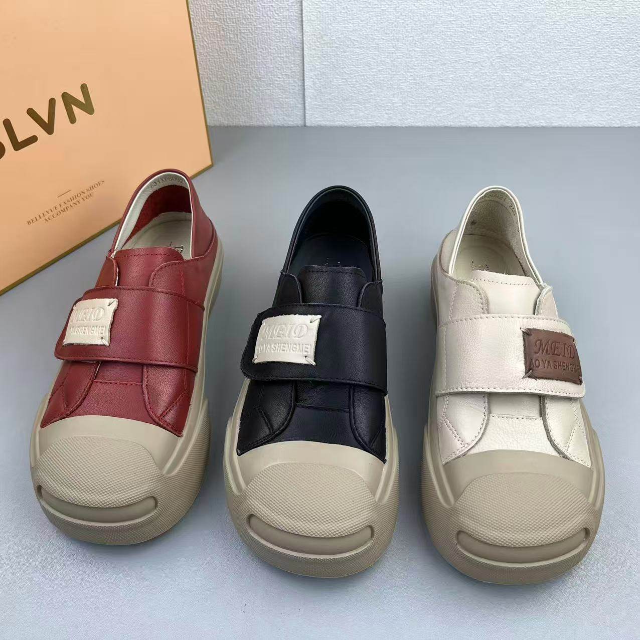 品牌断码处理头层牛皮女鞋户外流行厚底单鞋百搭高品质浅口休闲鞋