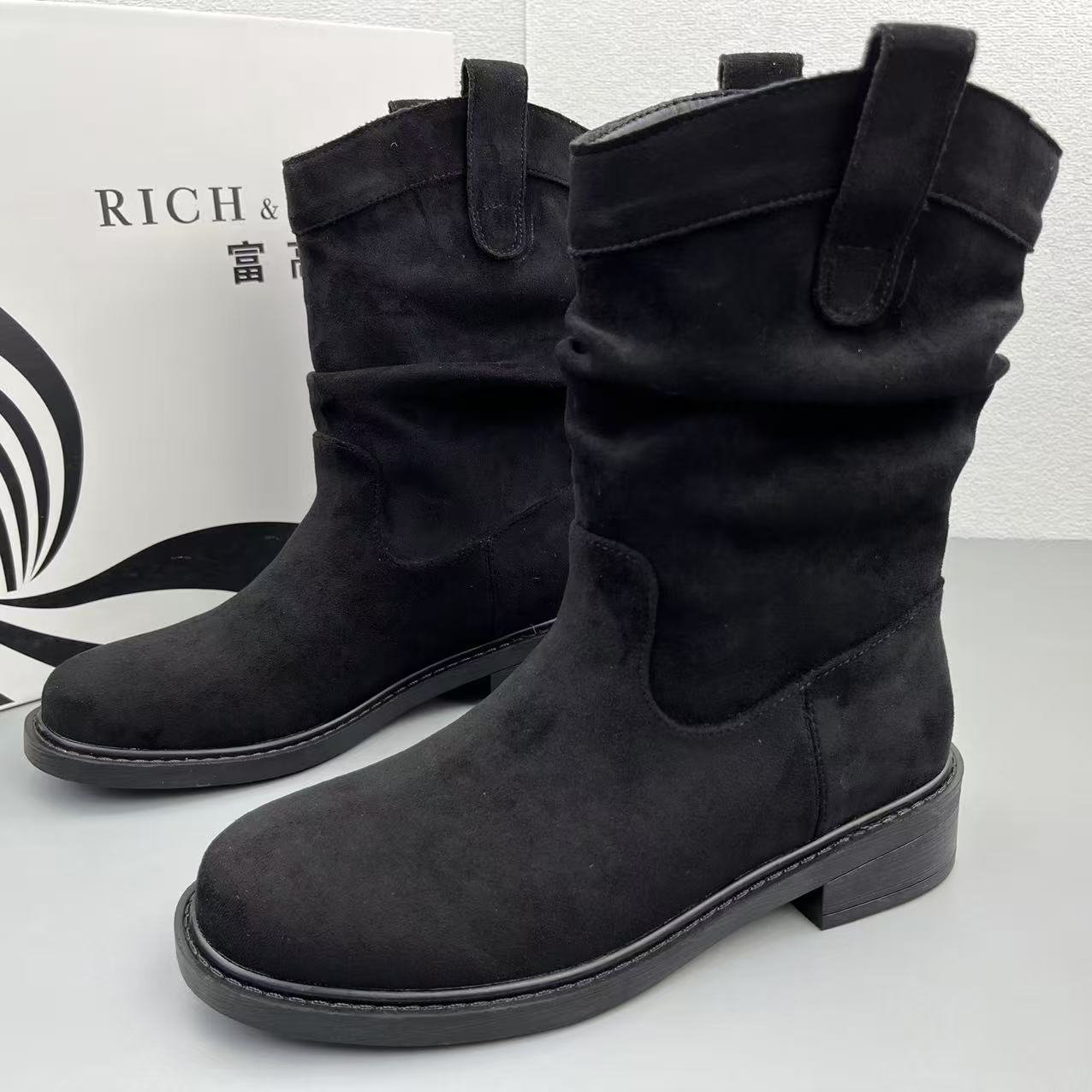 韩版低跟女鞋户外百搭显瘦时装靴