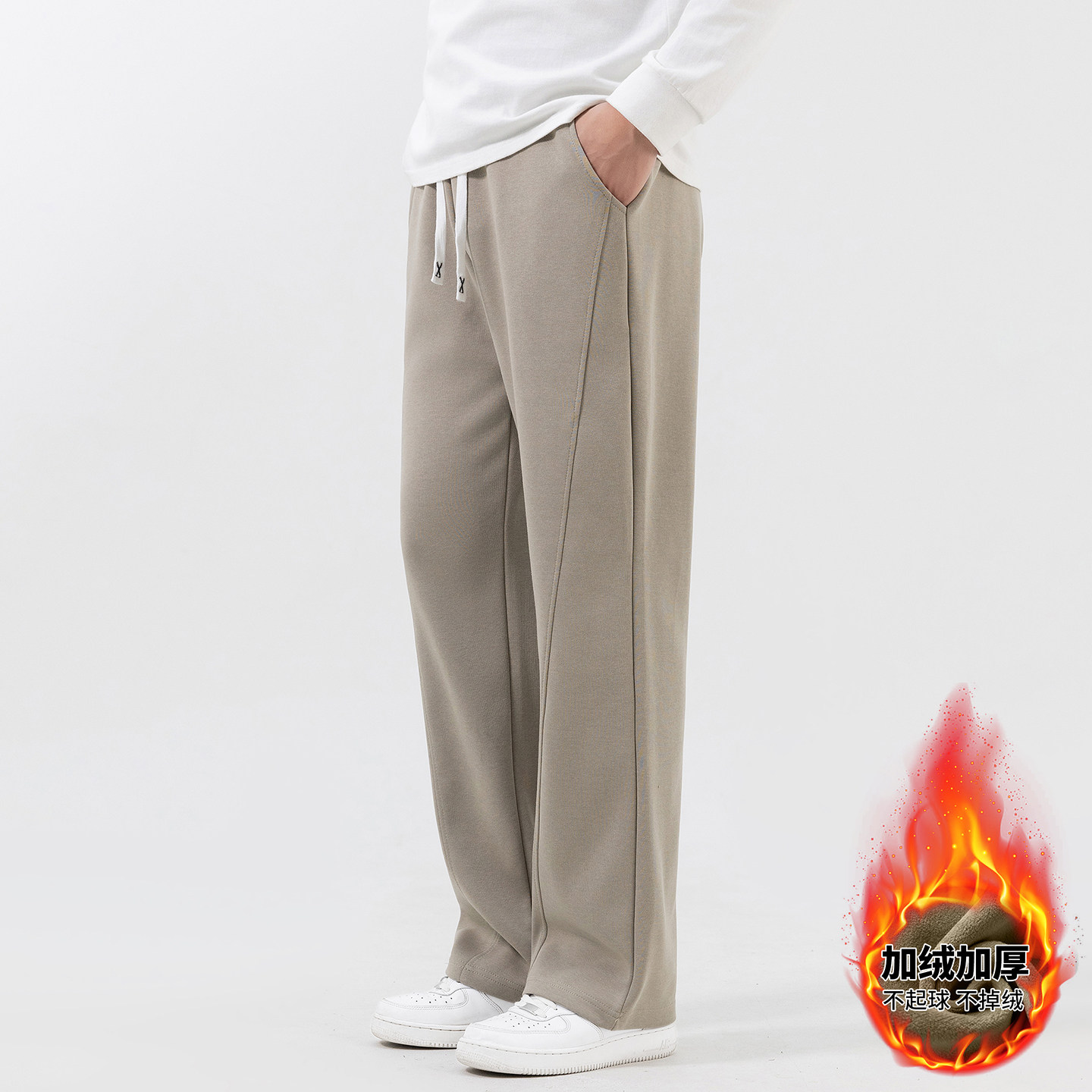 新款纯棉运动长裤男春秋加绒加厚宽松大码跑步直筒裤休闲束脚卫裤
