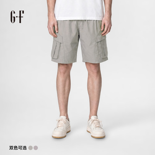 GF  夏季纯色宽松休闲百搭耐脏工装多口袋松紧中裤 S/A 200262002