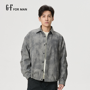 GF男装  春季美式复古扎染印花休闲微潮翻领外套 S/S12051018