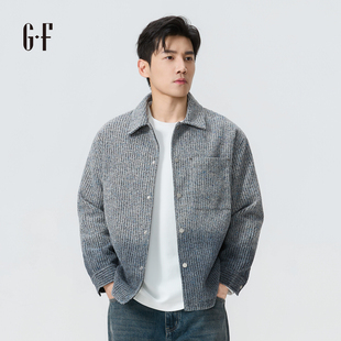 GF男装 秋季韩版潮渐变针织宽松翻领长袖衬衫外套S/A 110253011