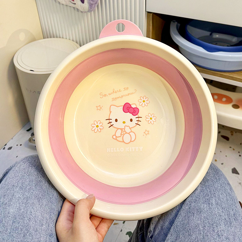 喵铺HelloKitty粉色洗脸盆塑料圆形大号便携式家用脸盆