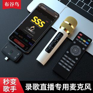 新品跨境布谷鸟C11T 手机K歌麦克风话筒抖音全民K歌直播唱歌声卡