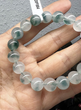 天然水晶玛瑙绿飘花手链女款新品