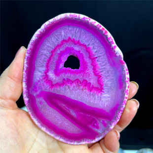 天然玛瑙片水晶体 杯垫 圆形缠丝纹路玛瑙切片摆件装饰茶杯垫防烫