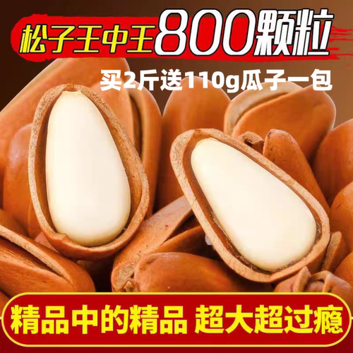 25年优质松子开口长白山东北手剥松子原味袋装大颗粒松子坚果500g