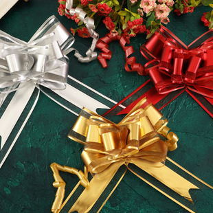 哑光纱网蝴蝶结手拉花彩带扎带礼品包装材料扎花抽花礼物装饰年会