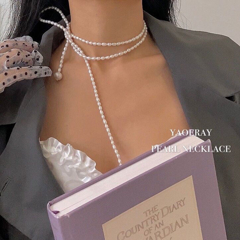 摇儿绕 法式复古长款巴洛克淡水珍珠多层围巾式项链毛衣链颈链