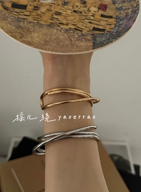 风开口交叉金属手镯环叠戴女