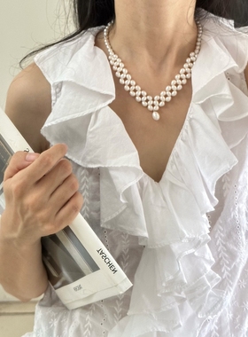 淡水巴洛克珍珠项链编织颈链女