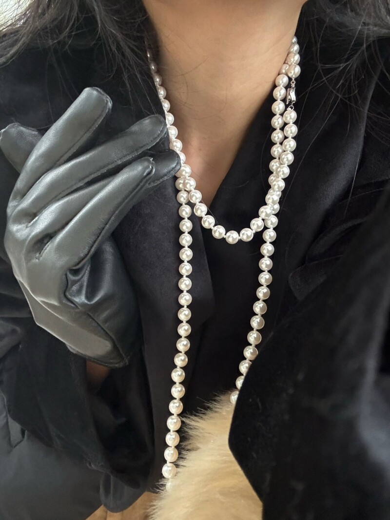 圆串珠长款毛衣链项链女叠戴